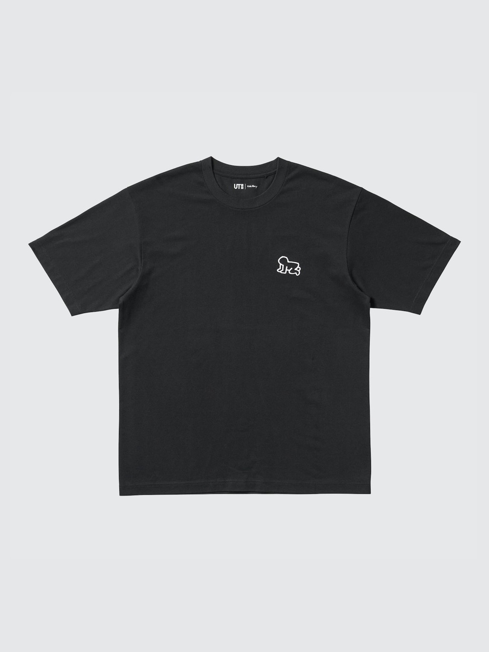Uniqlo Black Crewneck Short-Sleeve Tee with Small White Outline Logo